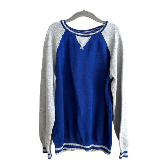 Gymboree Blue Gray Raglan Colorblock Cotton Sweater M 7 8 Boys - Picture 2 of 8